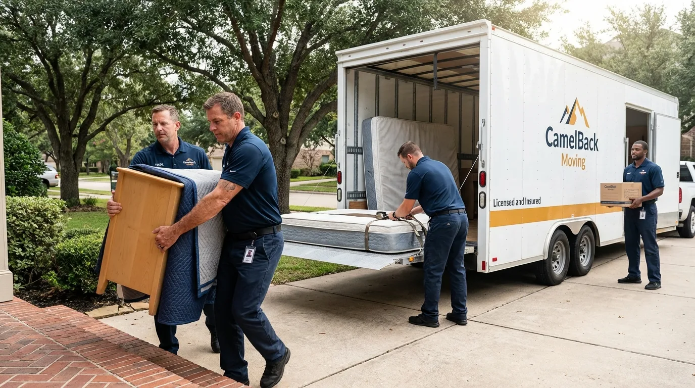 Crew loading residential truck for cross-state move from Cedar Hill, MO